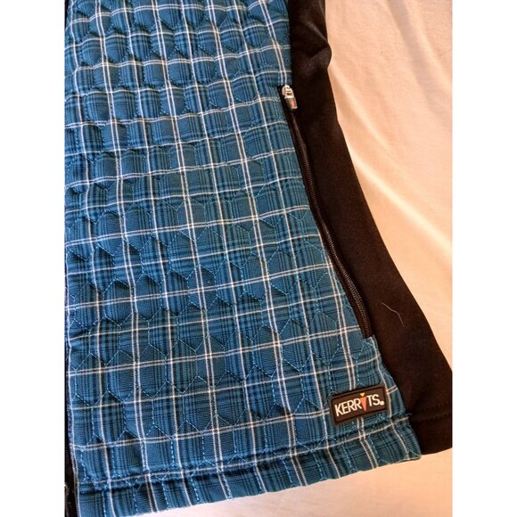 Kerrits Womens Quilted Blue Plaid Riding Vest S Asymmetrical Equestrian Riding - Picture 14 of 16